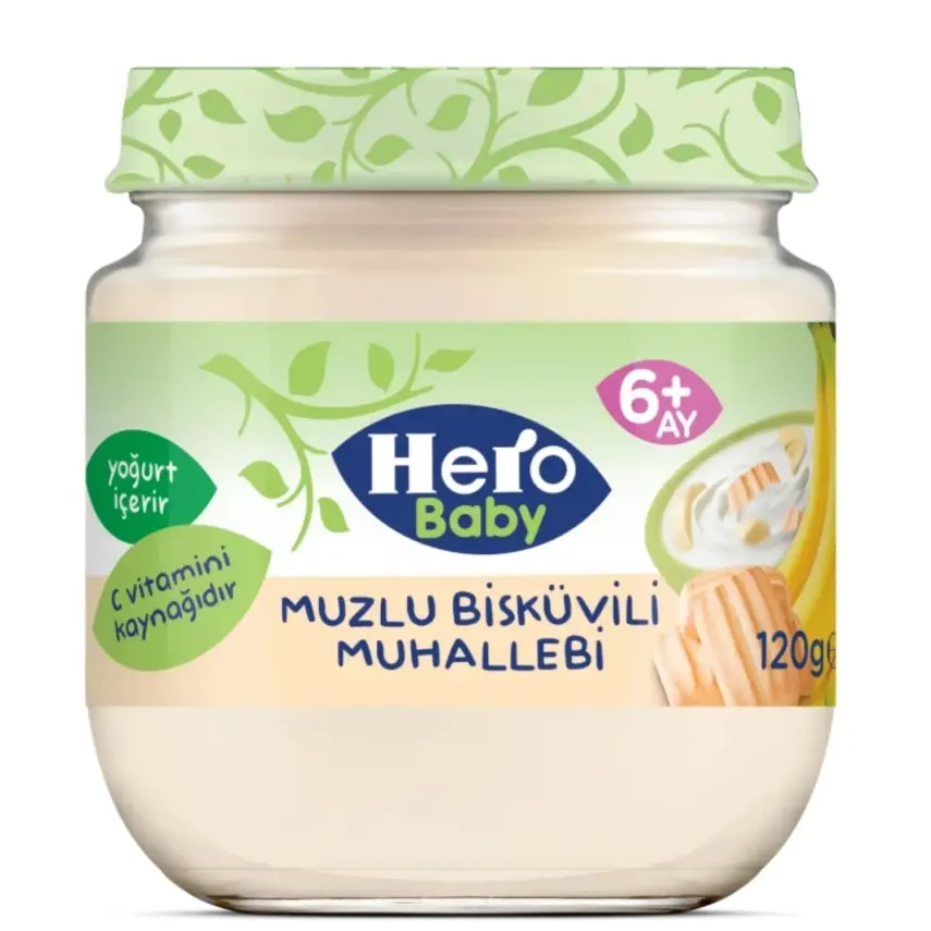 Hero Baby Kavanoz Maması Muzlu Bisküvili Muhallebi 120 Gr - 3