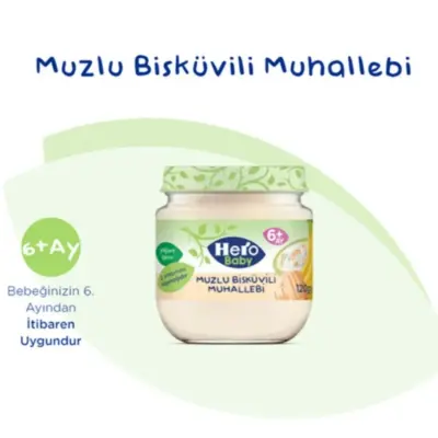 Hero Baby Kavanoz Maması Muzlu Bisküvili Muhallebi 120 Gr - 2
