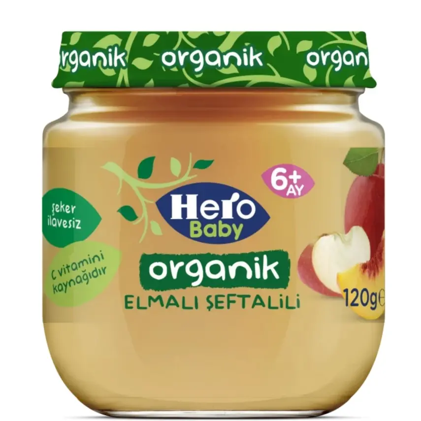 Hero Baby Organik Elma Şeftali Püresi 120 Gr - 1