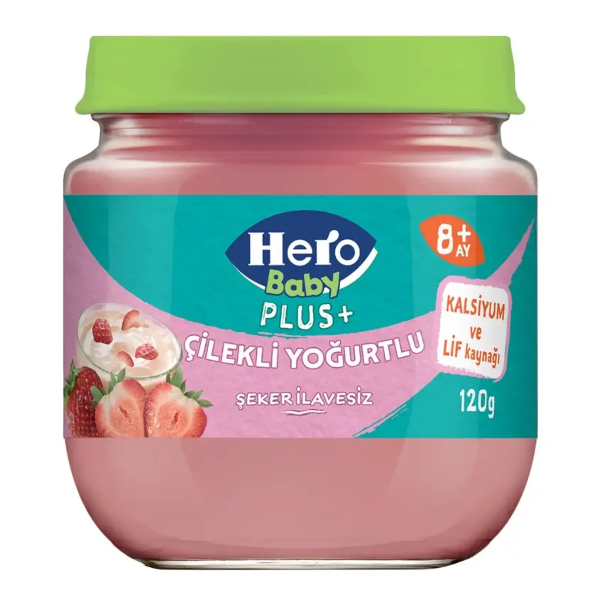 Hero Baby Plus Çilekli Yoğurtlu Kavanoz Maması 120 Gr - 1