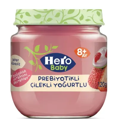 Hero Baby Prebiyotikli Çilekli Yoğurtlu Kavanoz Maması 120 Gr 
