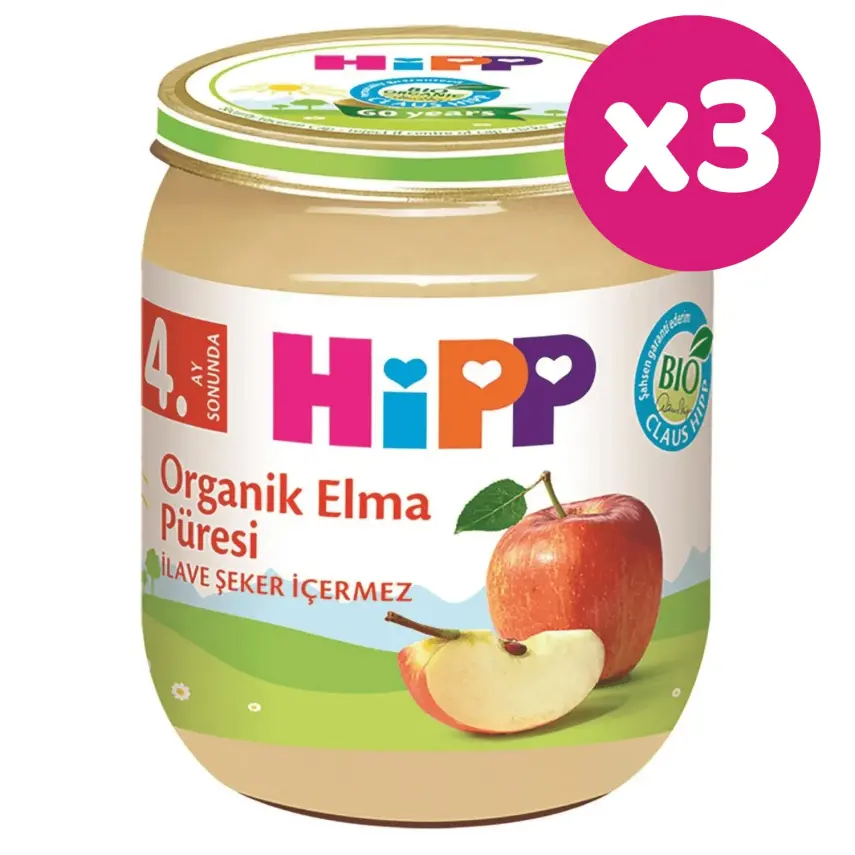Hipp Organik Elma Püresi 125 gr x3 - 3
