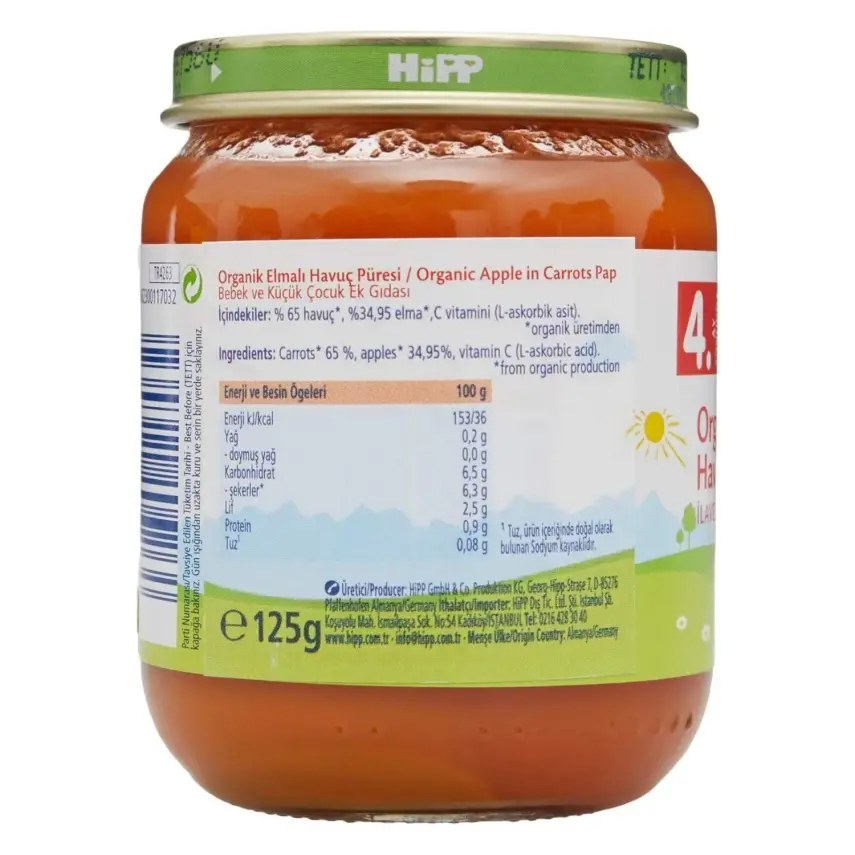 Hipp Organik Elmalı Havuç Püresi 125 gr - 10