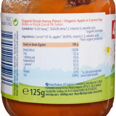 Hipp Organik Elmalı Havuç Püresi 125 gr - 6