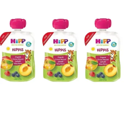 Hipp Organik Orman Meyveli Şeftalili Elma Püresi 100 gr x3