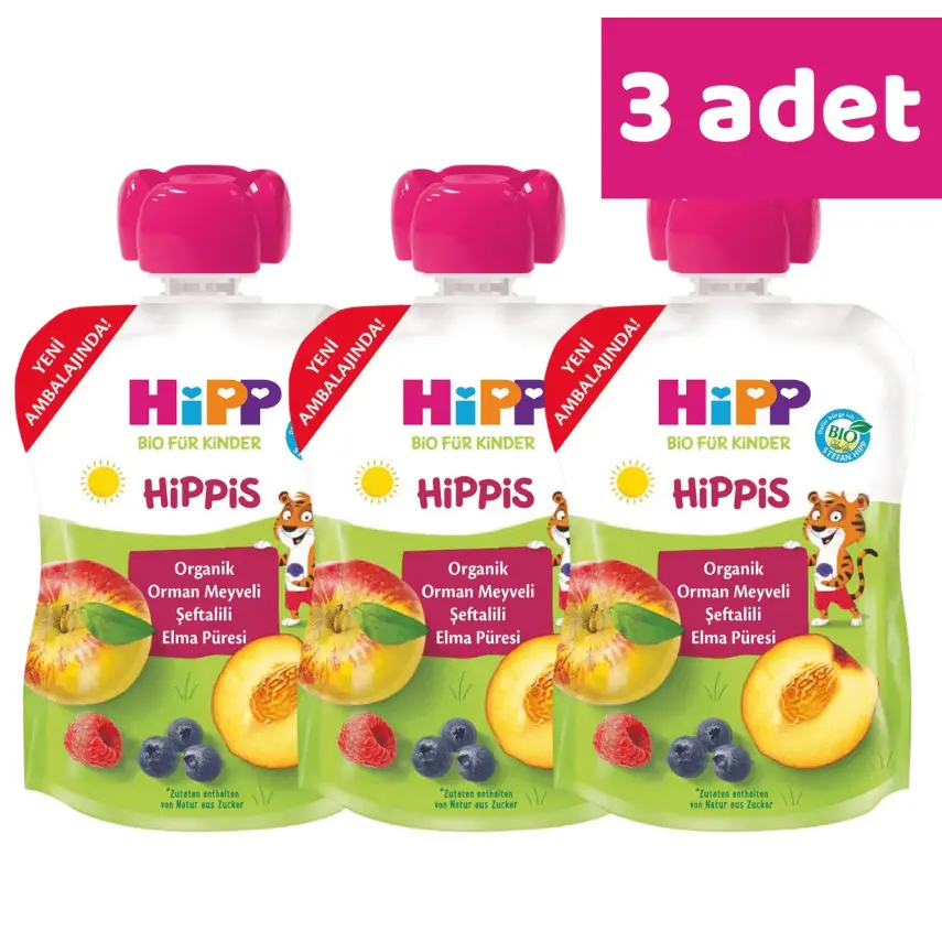 Hipp Organik Orman Meyveli Şeftalili Elma Püresi 100 gr x3 - 7