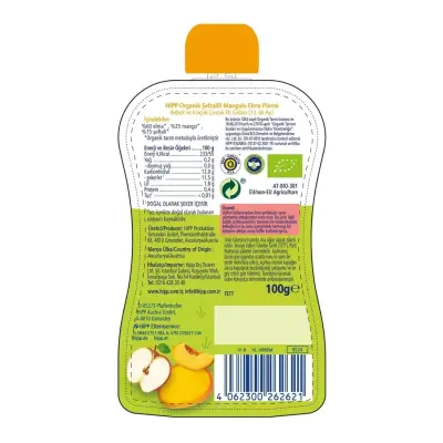 Hipp Organik Şeftalili Mangolu Elma Püresi 100 gr - 5