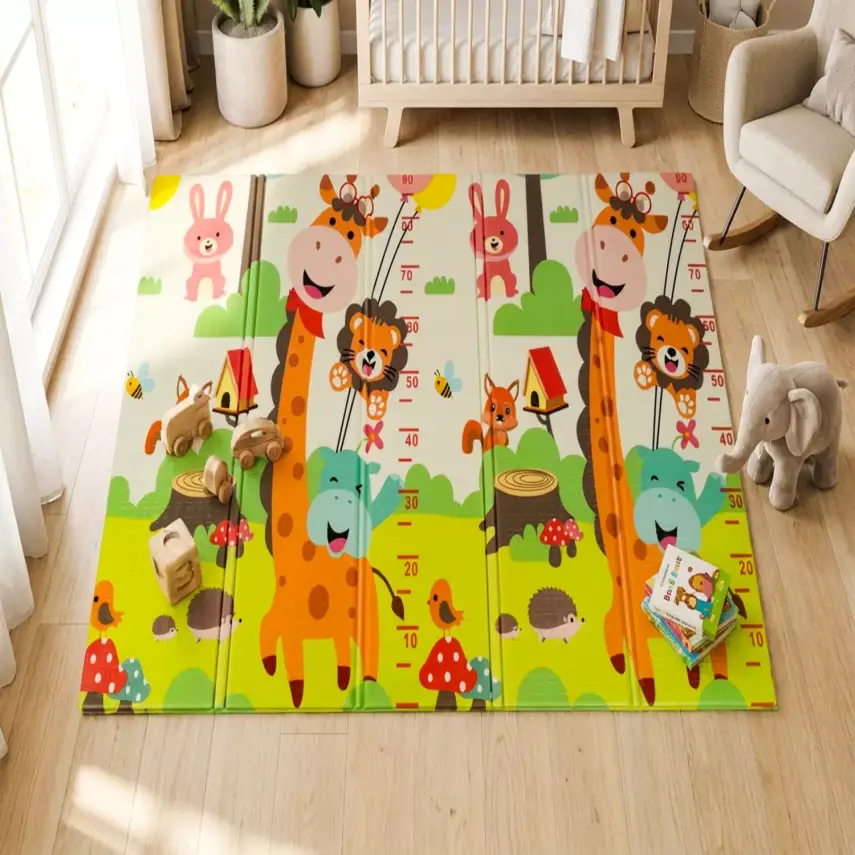 Holmen Katlanabilir Oyun Matı Arabalar Ve Hayvanlar 150x200x1 Cm - 1