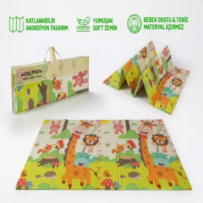 Holmen Katlanabilir Oyun Matı Arabalar Ve Hayvanlar 150x200x1 Cm - 9