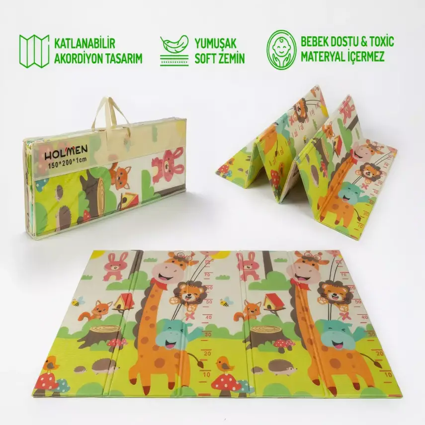 Holmen Katlanabilir Oyun Matı Arabalar Ve Hayvanlar 150x200x1 Cm - 9