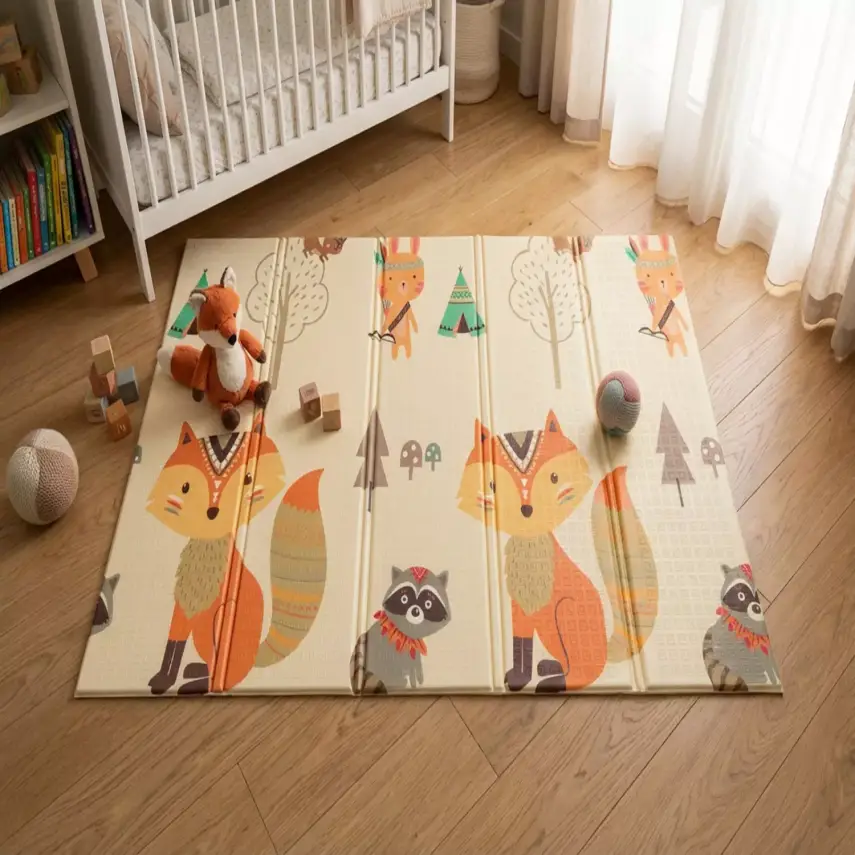 Holmen Katlanabilir Oyun Matı Minik Hayvanlar Soft 150x200x1 Cm - 1