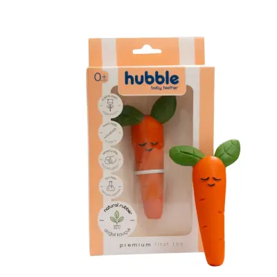 Hubble Doğal Bebek Diş Kaşıyıcı Ve Oyuncağı (%100 Doğal Kauçuk) Havuç