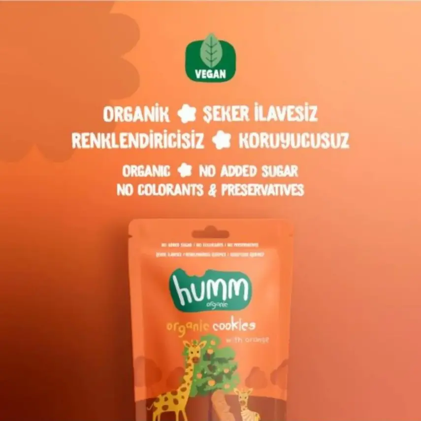 Humm Organic Vegan Portakallı Kurabiye 55 gr - 3
