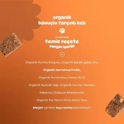Humm Organik Glutensiz Vegan Havuçlu ve Tarçınlı Kek 30 gr - 6