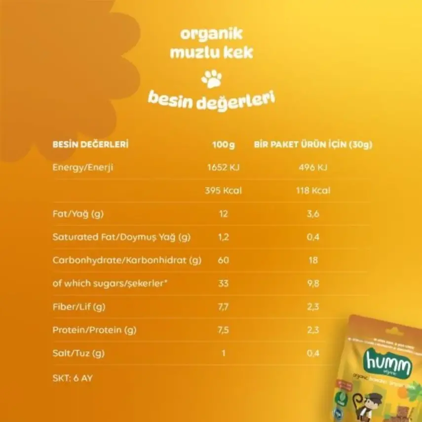 Humm Organik Glutensiz Vegan Muzlu Kek 30 gr - 8