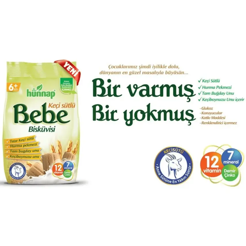 Hünnap Keçi Sütlü Bebek Bisküvisi 400 gr x2 - 3