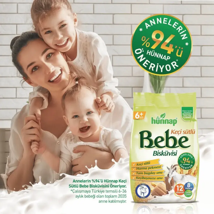 Hünnap Keçi Sütlü Bebek Bisküvisi 400 gr x2 - 5