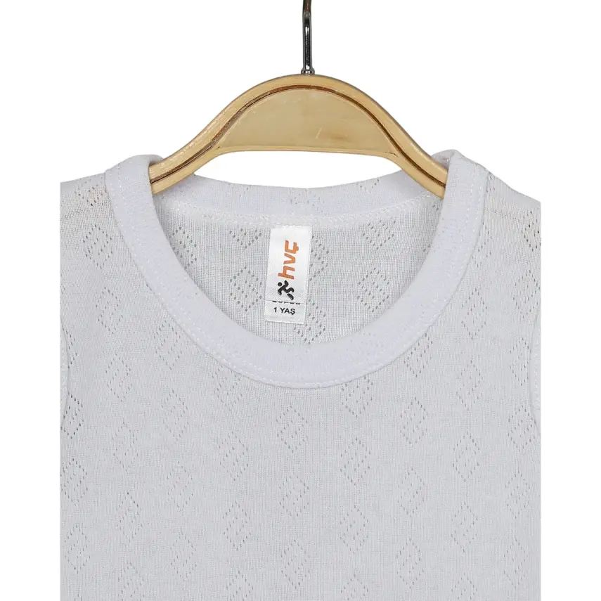 Hvc Bebek Atlet Body Jakarlı Küp Desenli Beyaz - 5