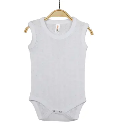 Hvc Bebek Atlet Body Jakarlı Küp Desenli Beyaz - 8