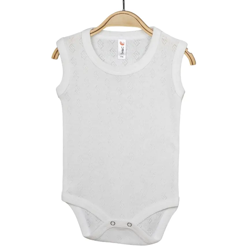 Hvc Bebek Atlet Body Jakarlı Küp Desenli Ekru - 7