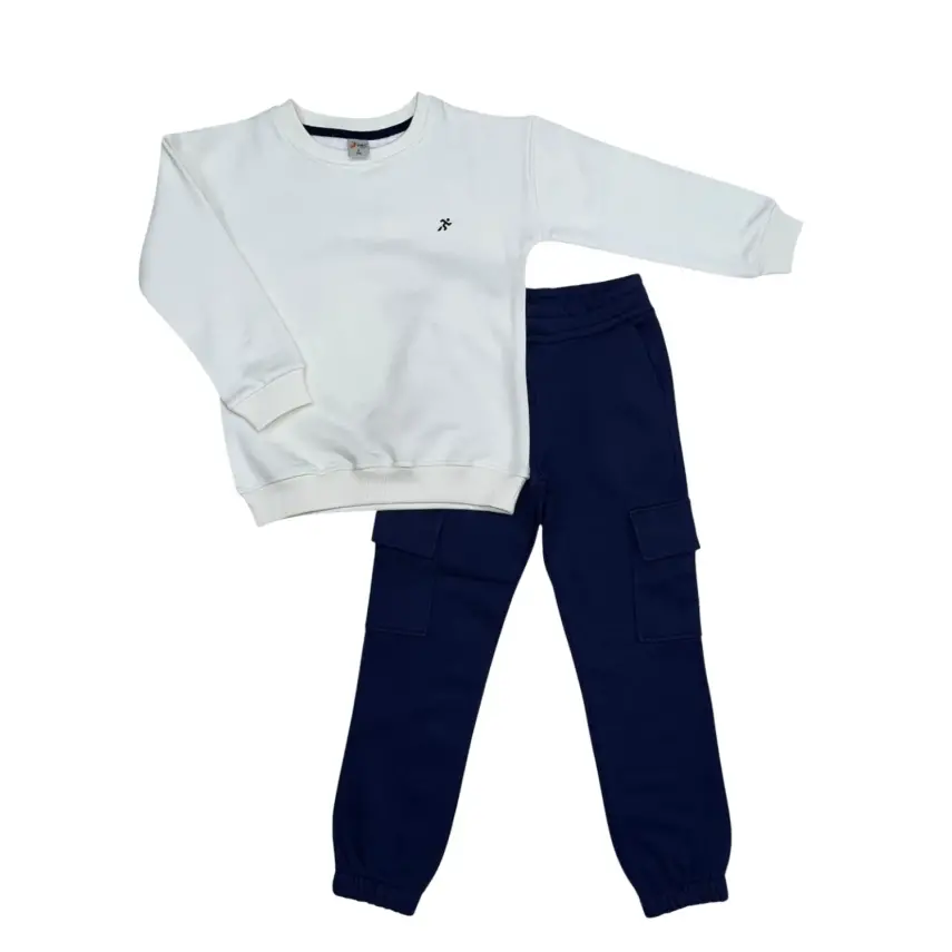 Hvc Çocuk Eşofman Takımı Şardonlu Lacivert - Krem - 1