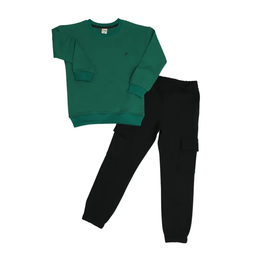 Hvc Çocuk Eşofman Takımı Siyah - Koyu Yeşil - 1