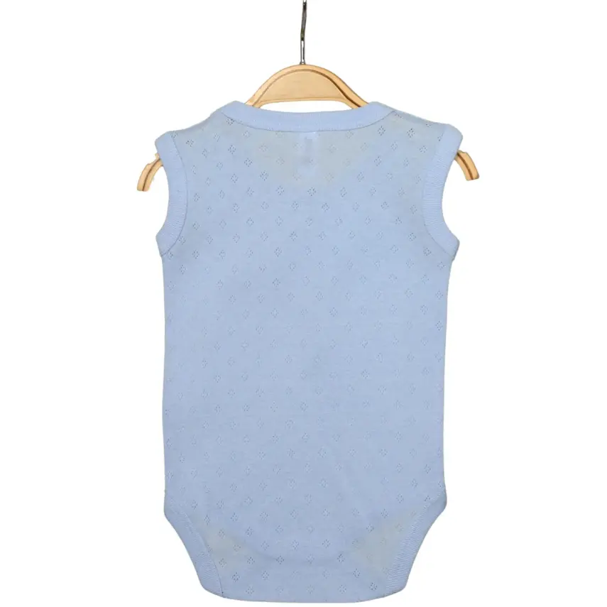 Hvc Erkek Bebek Atlet Body Jakarlı Nokta Desenli Mavi - 3