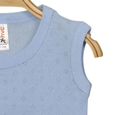 Hvc Erkek Bebek Atlet Body Jakarlı Nokta Desenli Mavi - 5