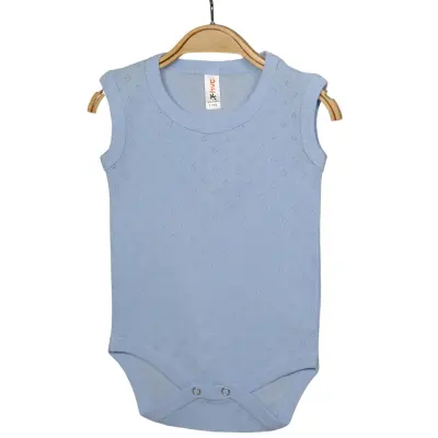 Hvc Erkek Bebek Atlet Body Jakarlı Nokta Desenli Mavi