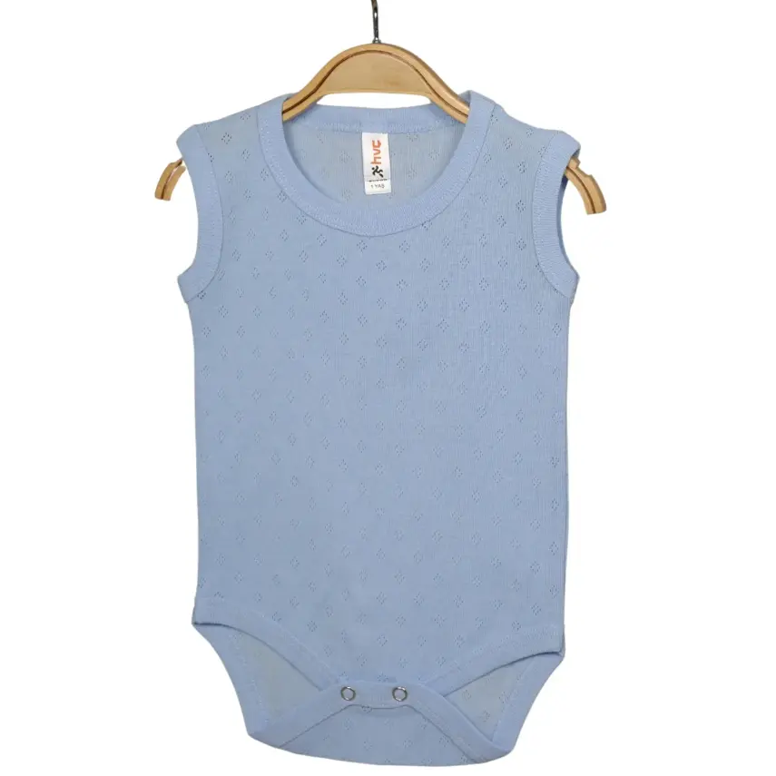 Hvc Erkek Bebek Atlet Body Jakarlı Nokta Desenli Mavi - 8
