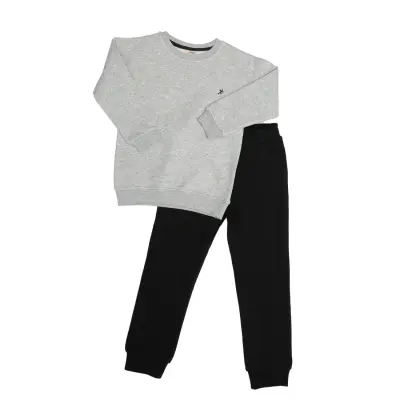 Hvc Erkek Çocuk Eşofman Takımı Düz Siyah - Gri