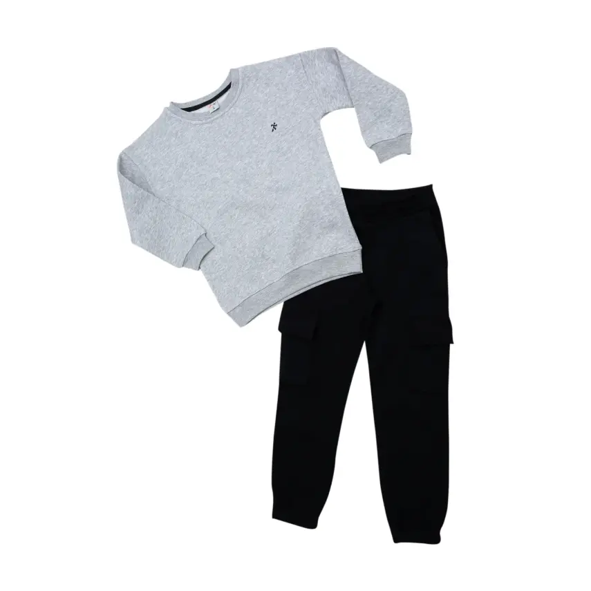 Hvc Erkek Çocuk Eşofman Takımı Kargo Siyah - Gri - 1