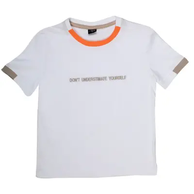 Hvc Erkek T-Shirt Dont Understimate Yourself Beyaz - Kahverengi