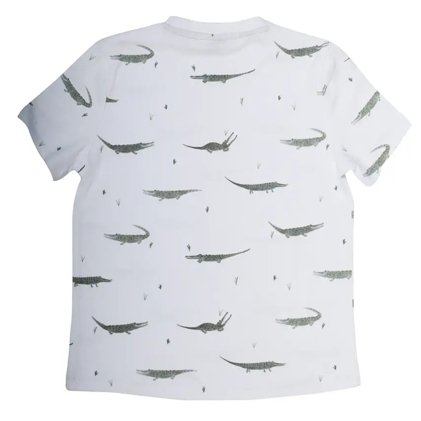 Hvc Erkek T-Shirt Timsah Baskılı Beyaz - 3