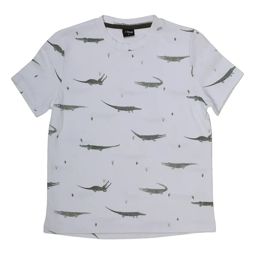 Hvc Erkek T-Shirt Timsah Baskılı Beyaz - 1