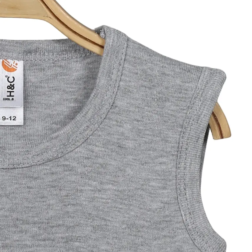 Hvc Ribanalı Askılı Bebek Body Unisex Gri - 2