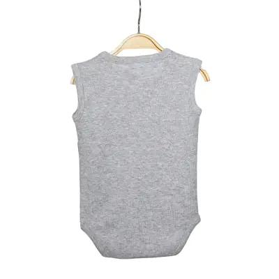 Hvc Ribanalı Askılı Bebek Body Unisex Gri - 8