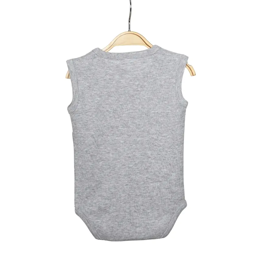 Hvc Ribanalı Askılı Bebek Body Unisex Gri - 9