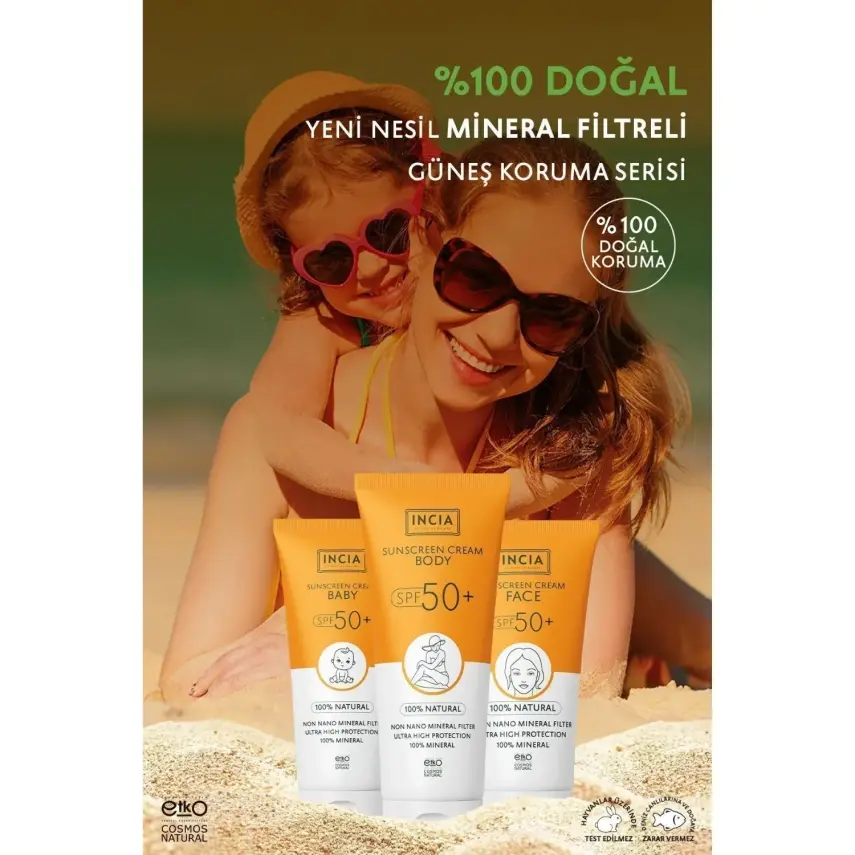 INCIA %100 Doğal Bebek için Güneş Kremi Mineral Filtreli 50 SPF 50ml - 5