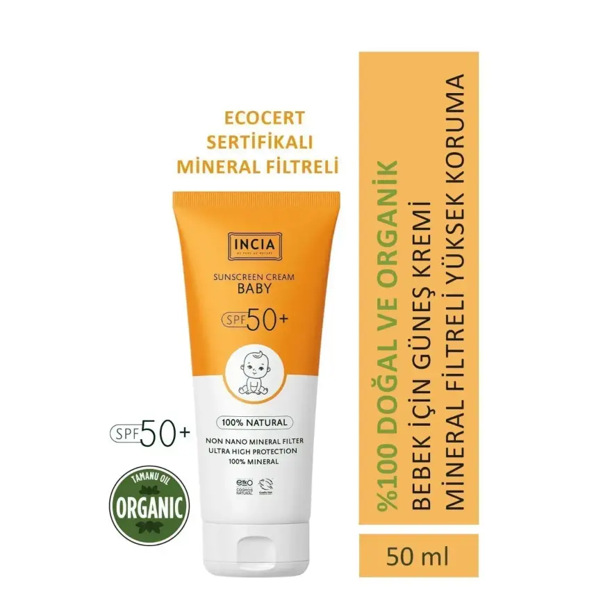 INCIA %100 Doğal Bebek için Güneş Kremi Mineral Filtreli 50 SPF 50ml - 2