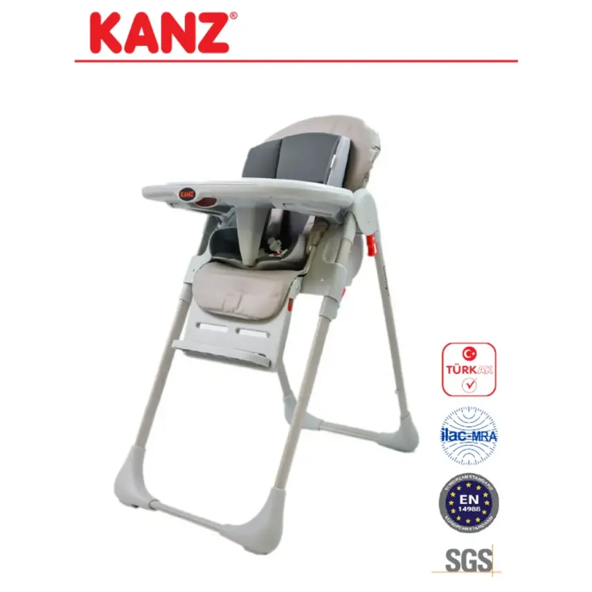 Kanz Campo Mama Sandalyesi Portatif Kolay Katlanır Yükseklik Ayarlı Tekerlekli İç Pedli Grey - 1