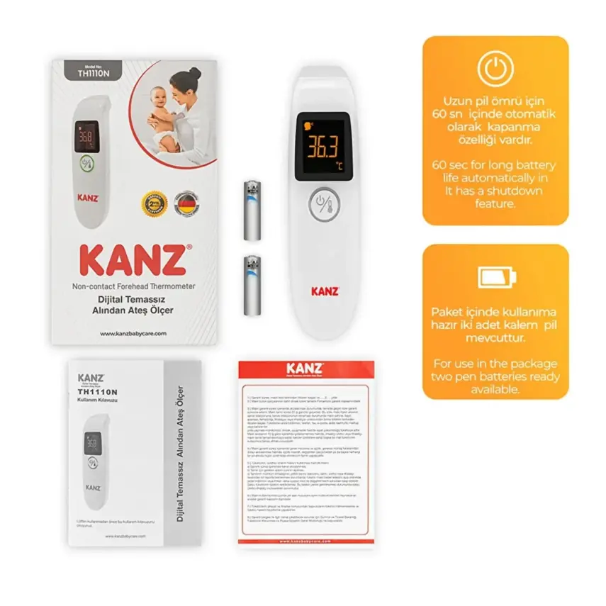 Kanz Dijital Temassız Alından Ateş Ölçer TH1110N  - 13