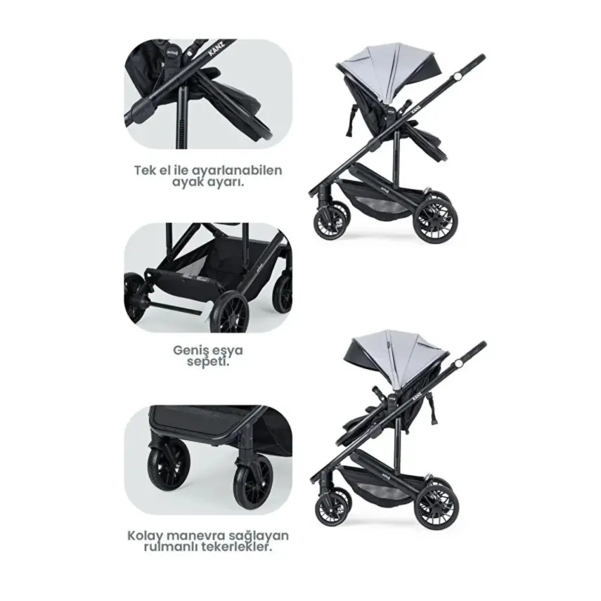 Kanz Echo Travel Sistem Bebek Arabası Grey - 2