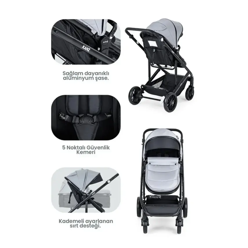 Kanz Echo Travel Sistem Bebek Arabası Grey - 5