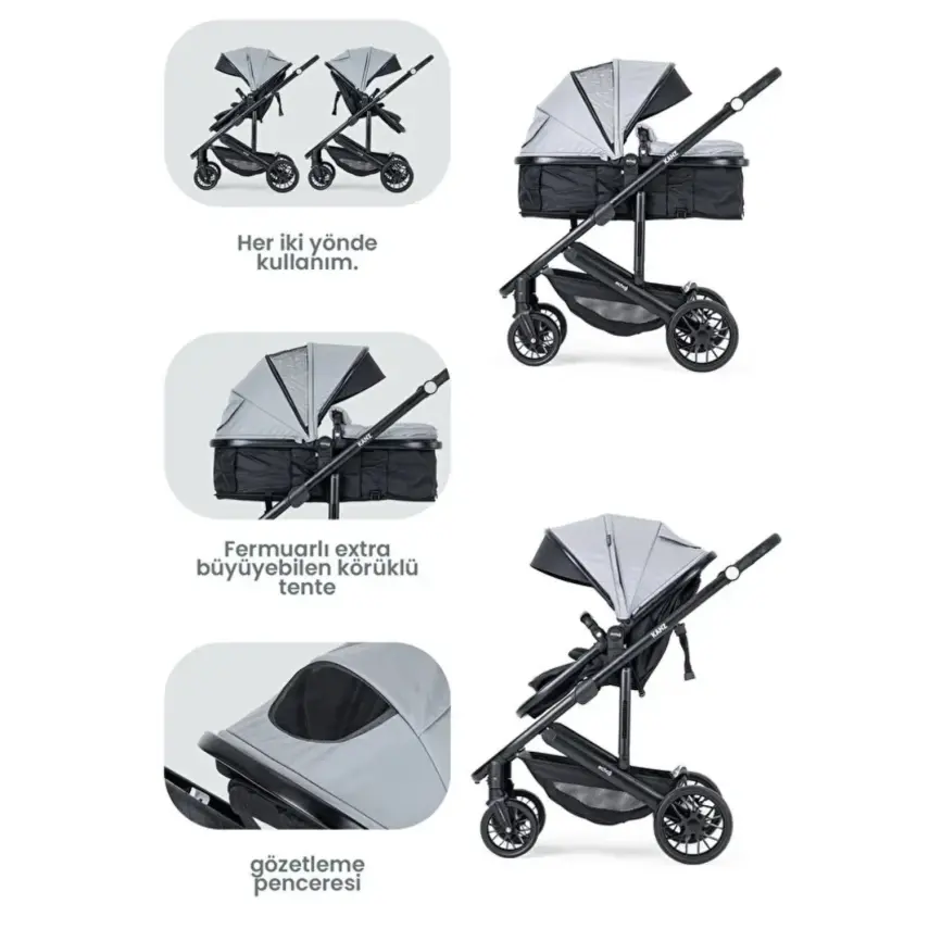 Kanz Echo Travel Sistem Bebek Arabası Grey - 7
