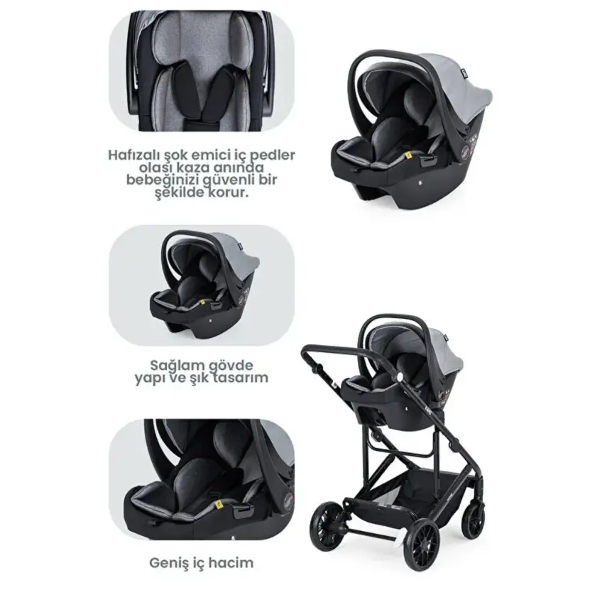 Kanz Echo Travel Sistem Bebek Arabası Grey - 6
