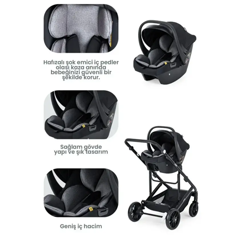 Kanz Echo Travel Sistem Bebek Arabası Siyah - 6
