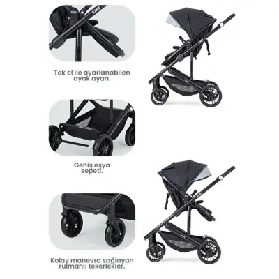 Kanz Echo Travel Sistem Bebek Arabası Siyah - 8