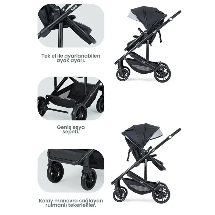 Kanz Echo Travel Sistem Bebek Arabası Siyah - 8