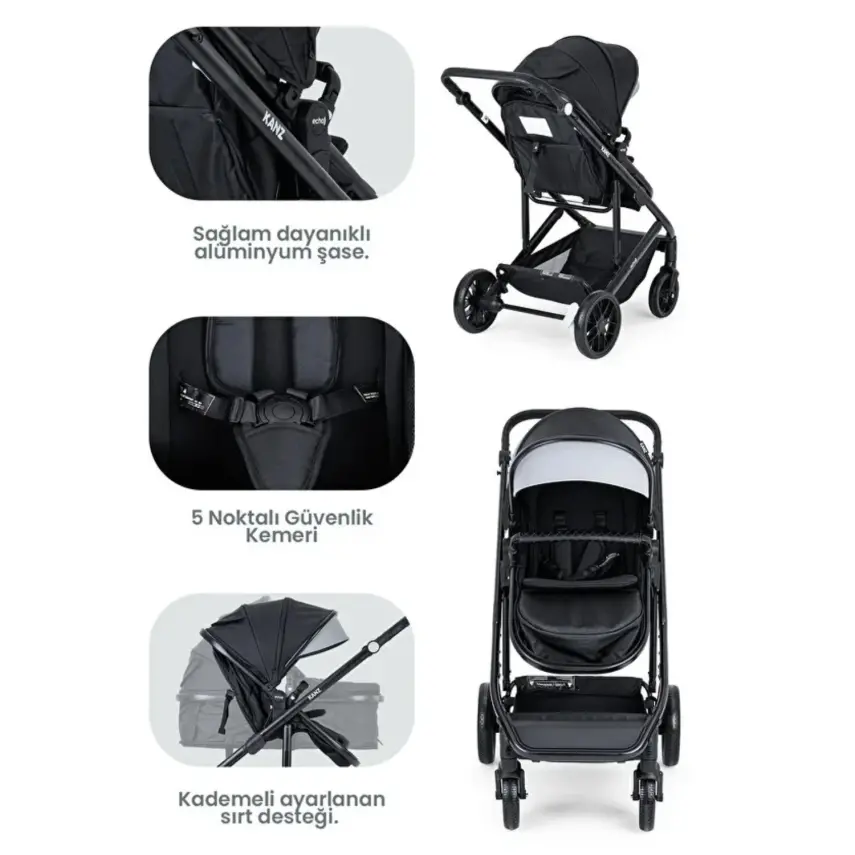 Kanz Echo Travel Sistem Bebek Arabası Siyah - 4
